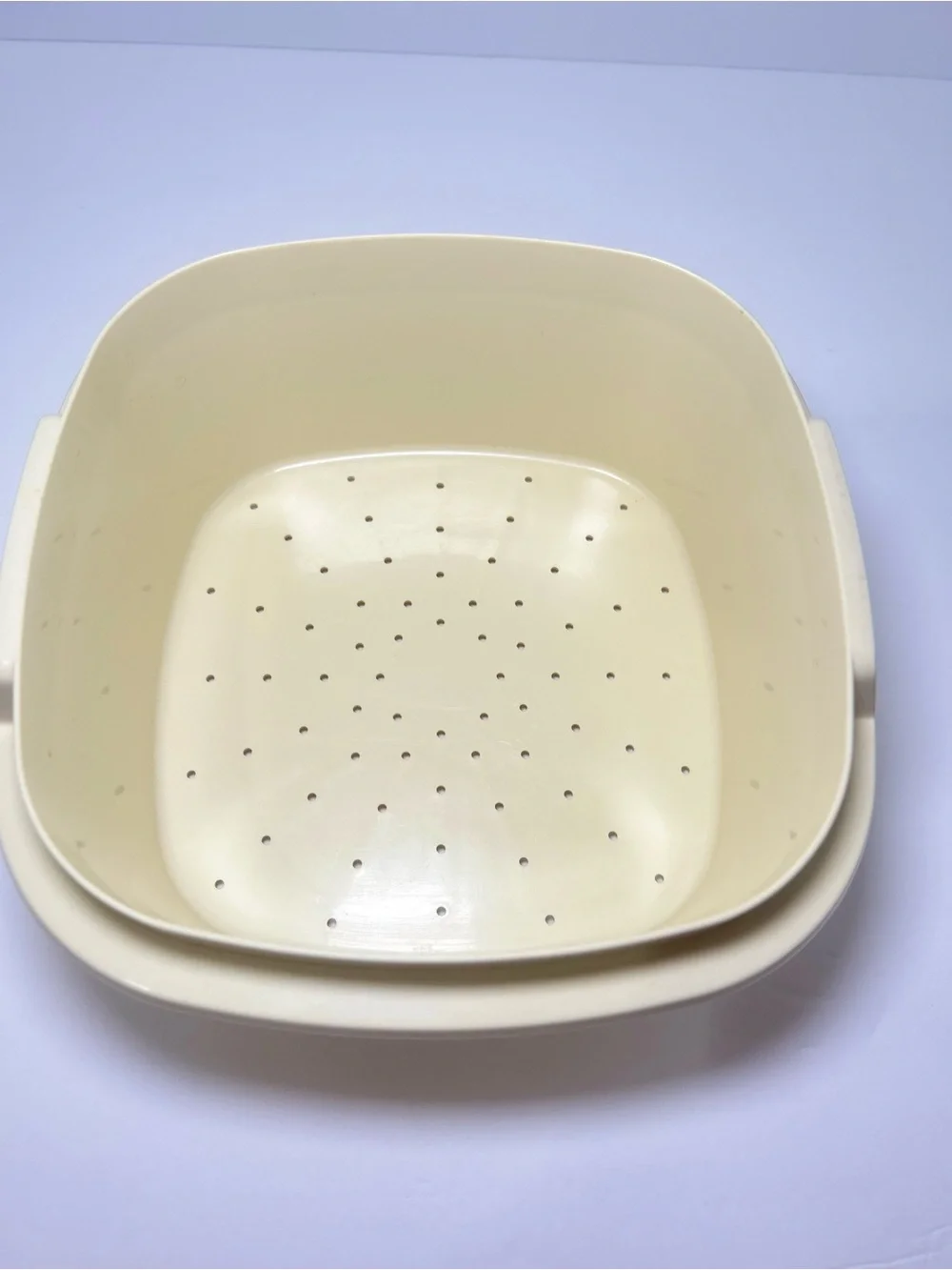 Vintage Tupperware Steam N Store Bowl Harvest Gold With Lid Strainer